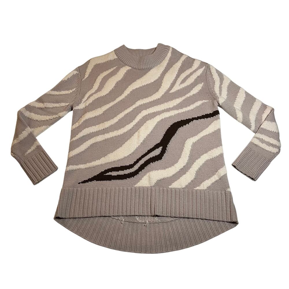 Tuckernuck Crewneck Zebra Wool Knit Sweater Size XS Colorful Maximalist Classic